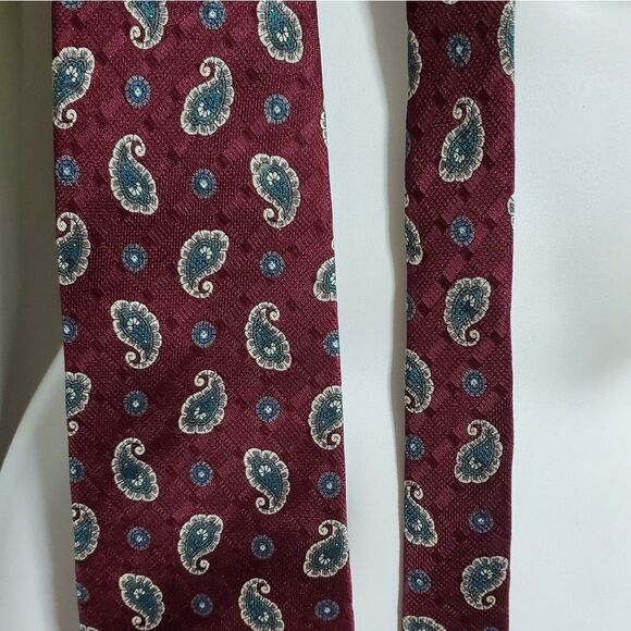 Peter Thomas by Superba Maroon & Green Silk Tie - Picture 2 of 4